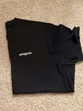 Patagonia Black Crewneck Logo Tee